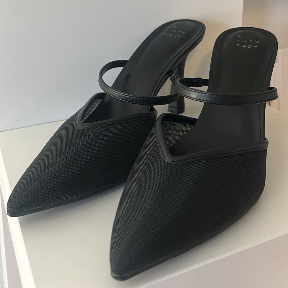 A New Day Black Mules with Strap
